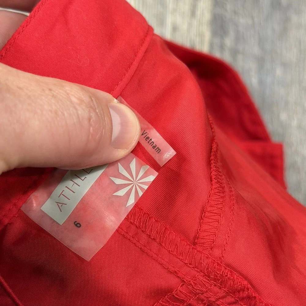 Athleta Coastal Eyelet Floral Embroidered Shorts Womens Size 6 Red Golf‎ Resort
